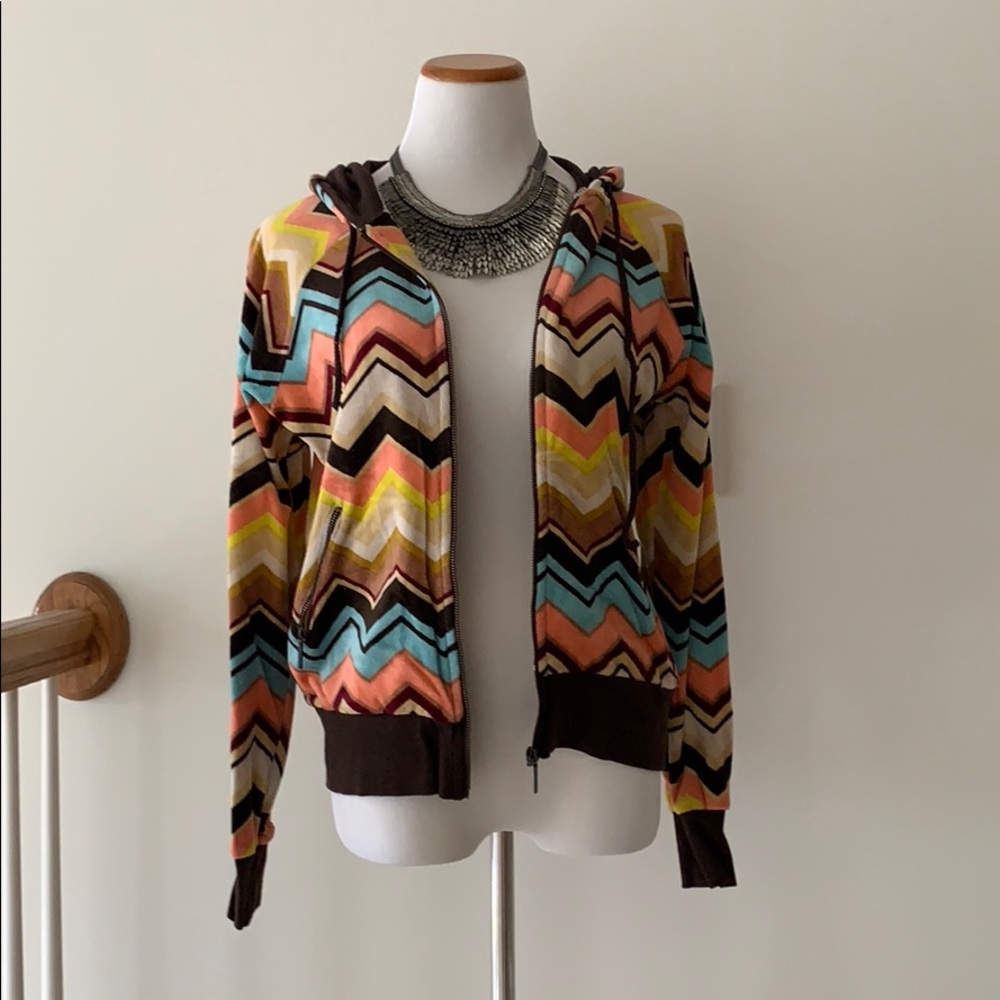 Missoni chevron zip up hoodie retro designer
